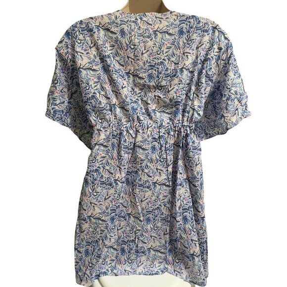 SIMPLY SOUTHERN Tropical Swimsuit Cover Up Kimono Small/Medium Blue Beach Resort - Picture 10 of 12